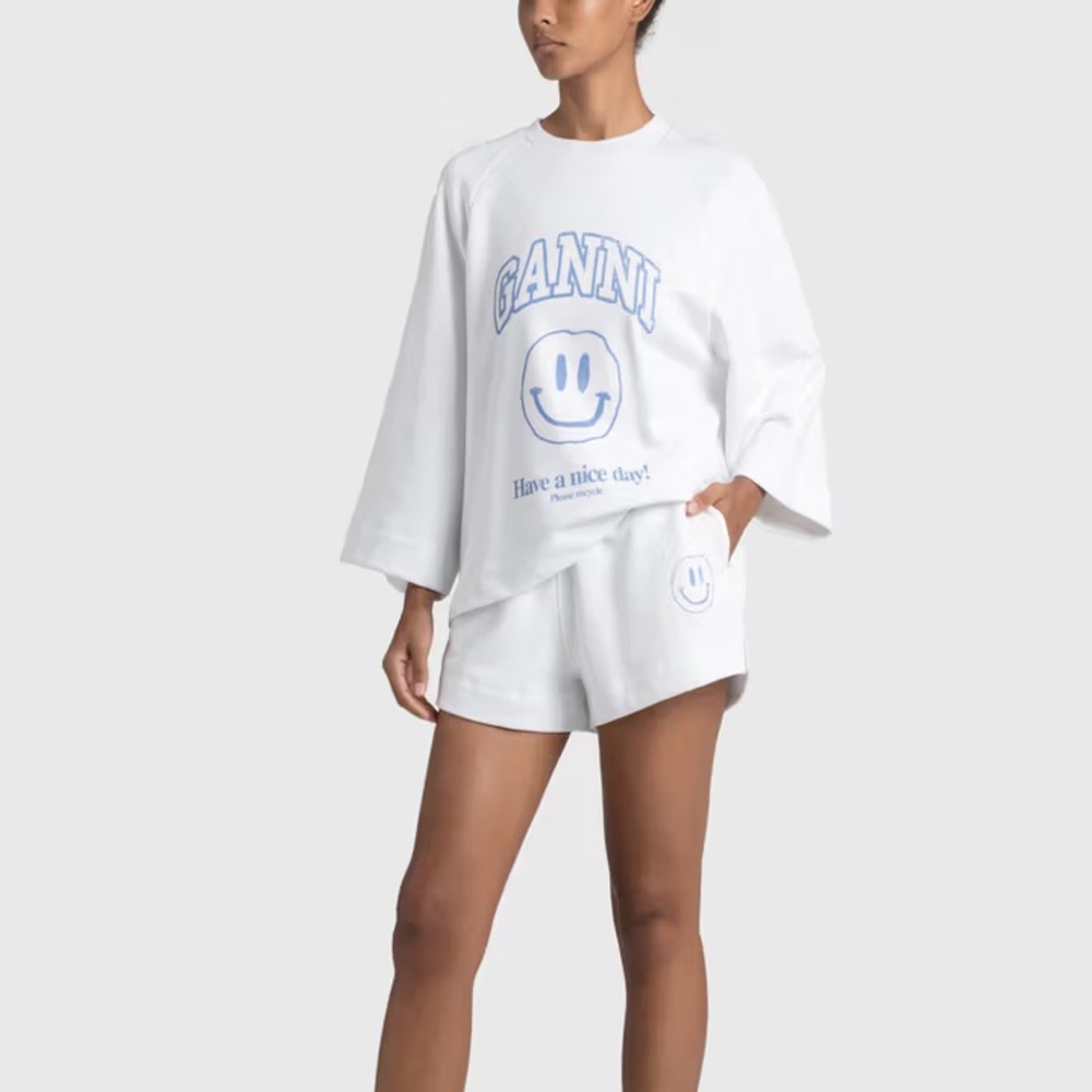 Ganni White Smiley Face Shorts